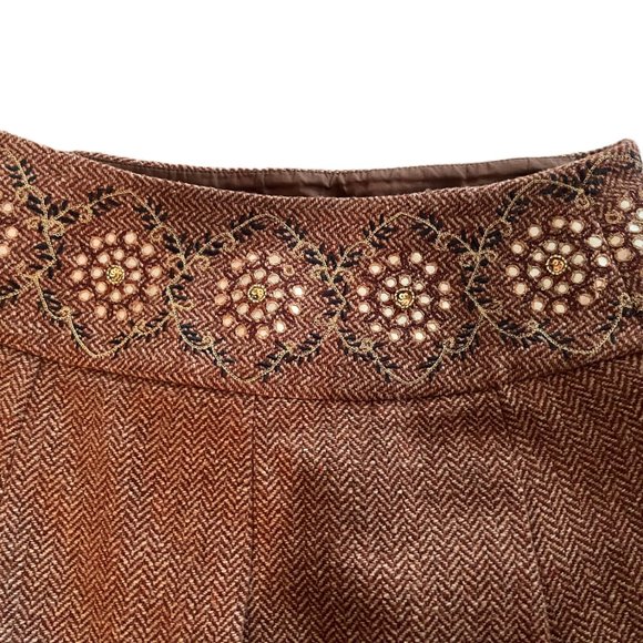 Ann Taylor for Loft Brown Embellished Mid Length Skirt Wool Blend Size 6 - Picture 6 of 10
